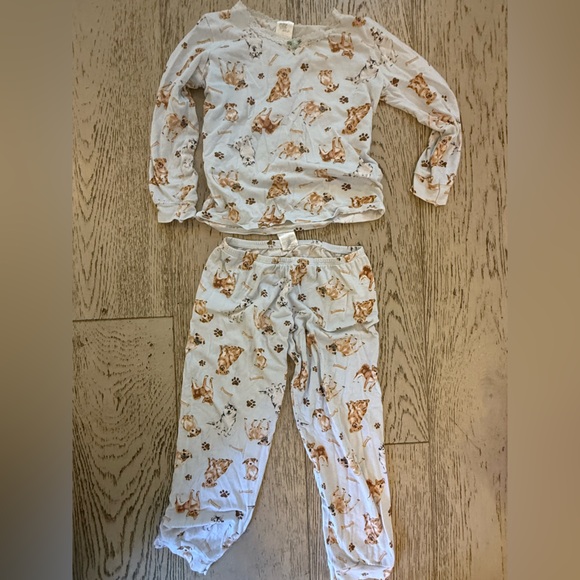 Dog Print Esme Pajamas set  with Lace Trim - Picture 1 of 4